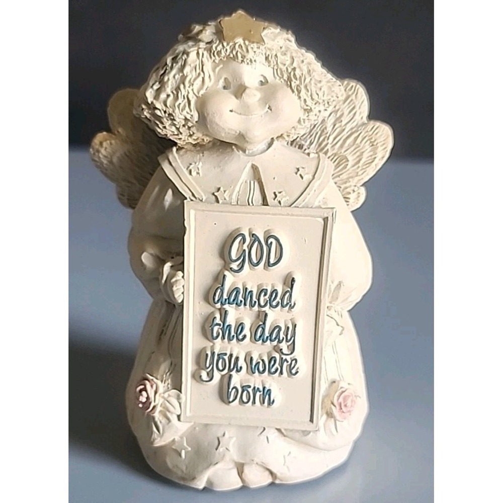 Vintage 80's Abbey Press Cherub Angel Figurine God Danced The Day You Were Born